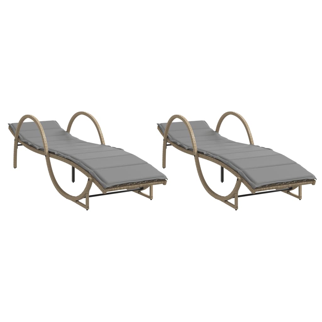 Lettini Prendisole 2 Pz Con Cuscini Beige In Polyrattan