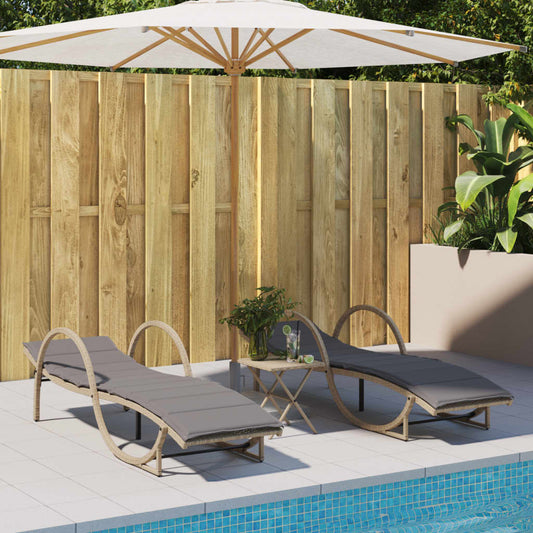 Lettini Prendisole 2 Pz Con Cuscini Beige In Polyrattan