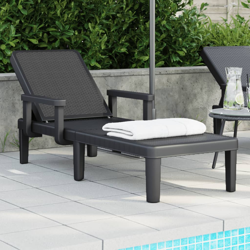 Lettino Prendisole 4 Altezze Regolabili Nero 155,5X57X28 Cm Ipp