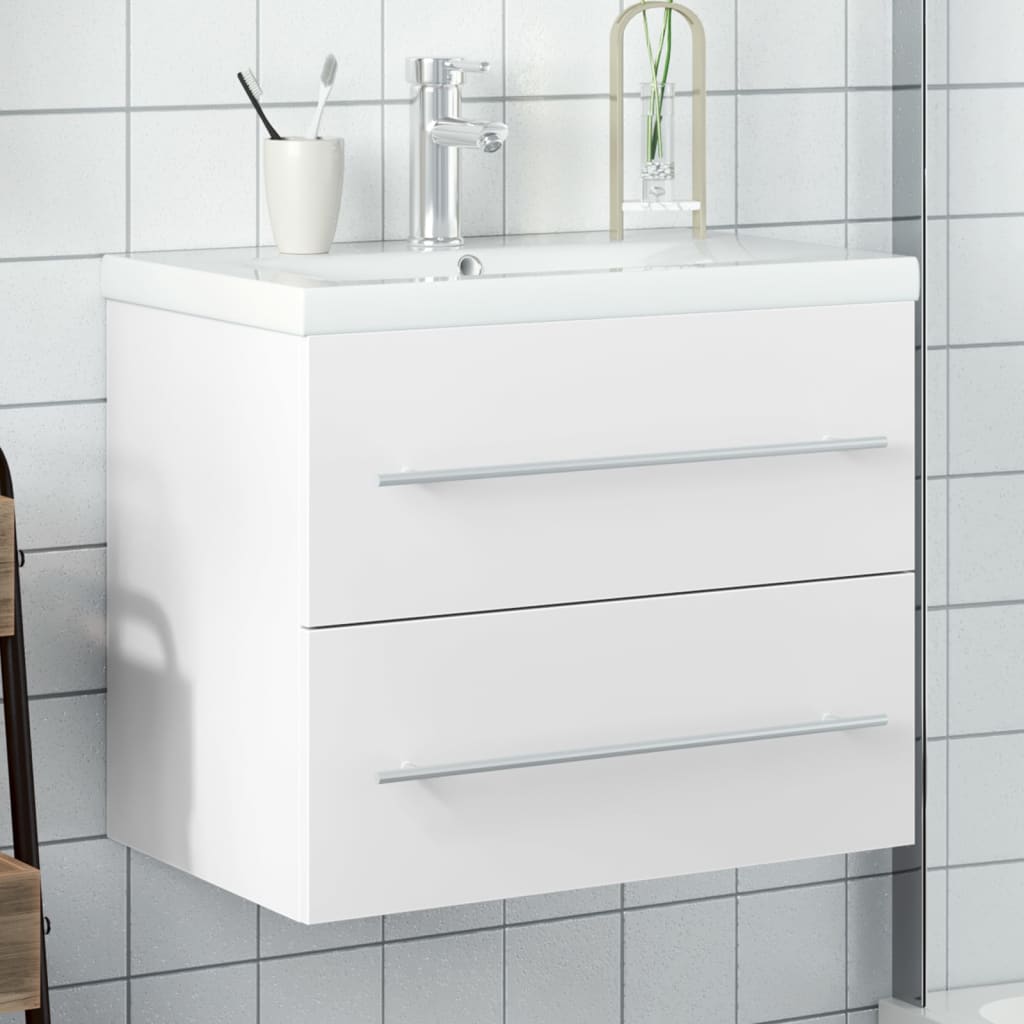 Mobile Con Lavabo Integrato In Legno Multistrato Bianco