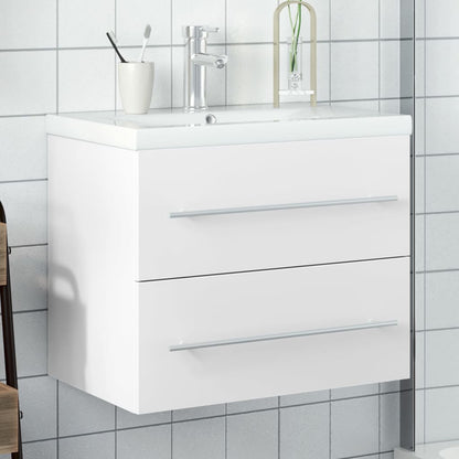 Mobile Con Lavabo Integrato In Legno Multistrato Bianco