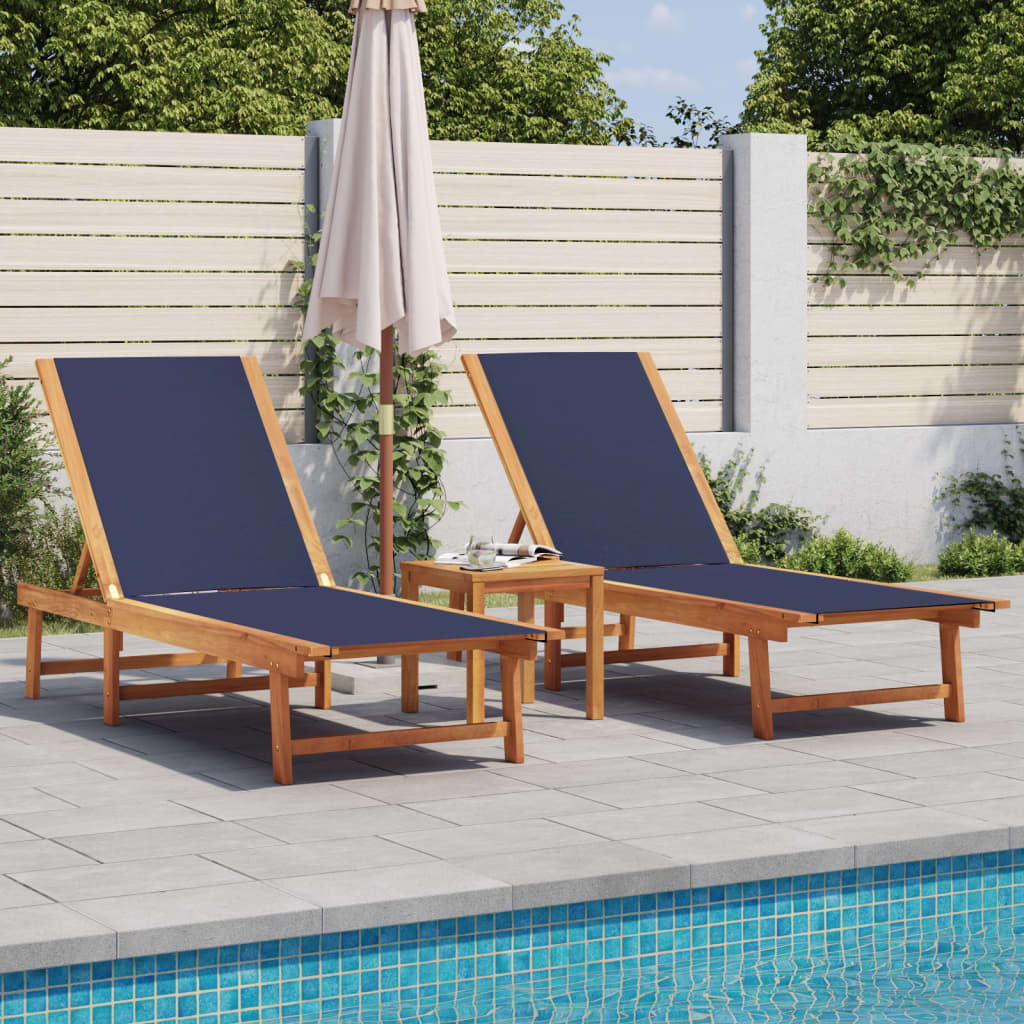 Lettini Prendisole 2 Pz E Tavolo Legno Acacia/Textilene