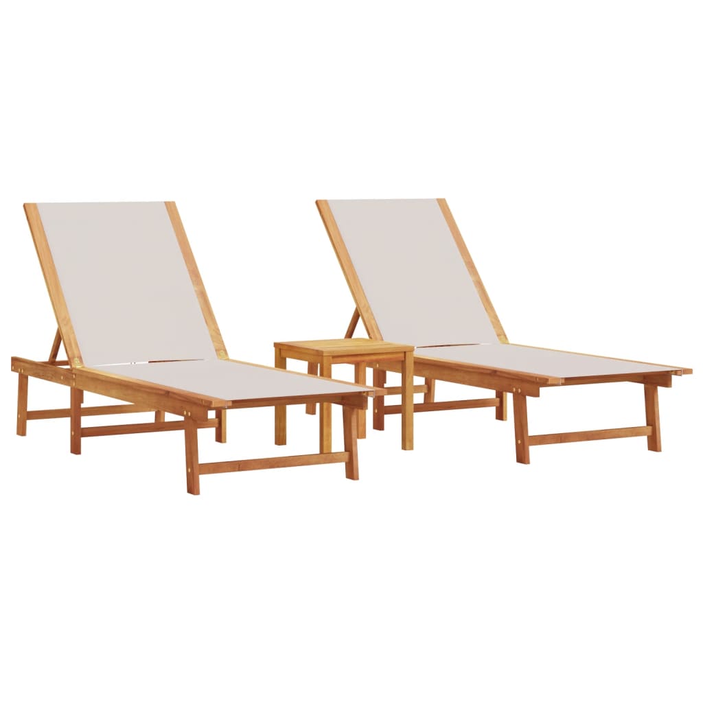 Lettini Prendisole 2 Pz E Tavolo Legno Acacia/Textilene