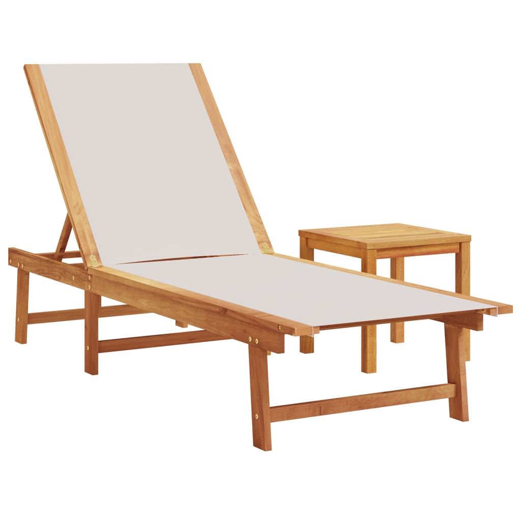 Lettini Prendisole 2 Pz E Tavolo Legno Acacia/Textilene