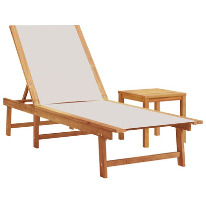 Lettini Prendisole 2 Pz E Tavolo Legno Acacia/Textilene