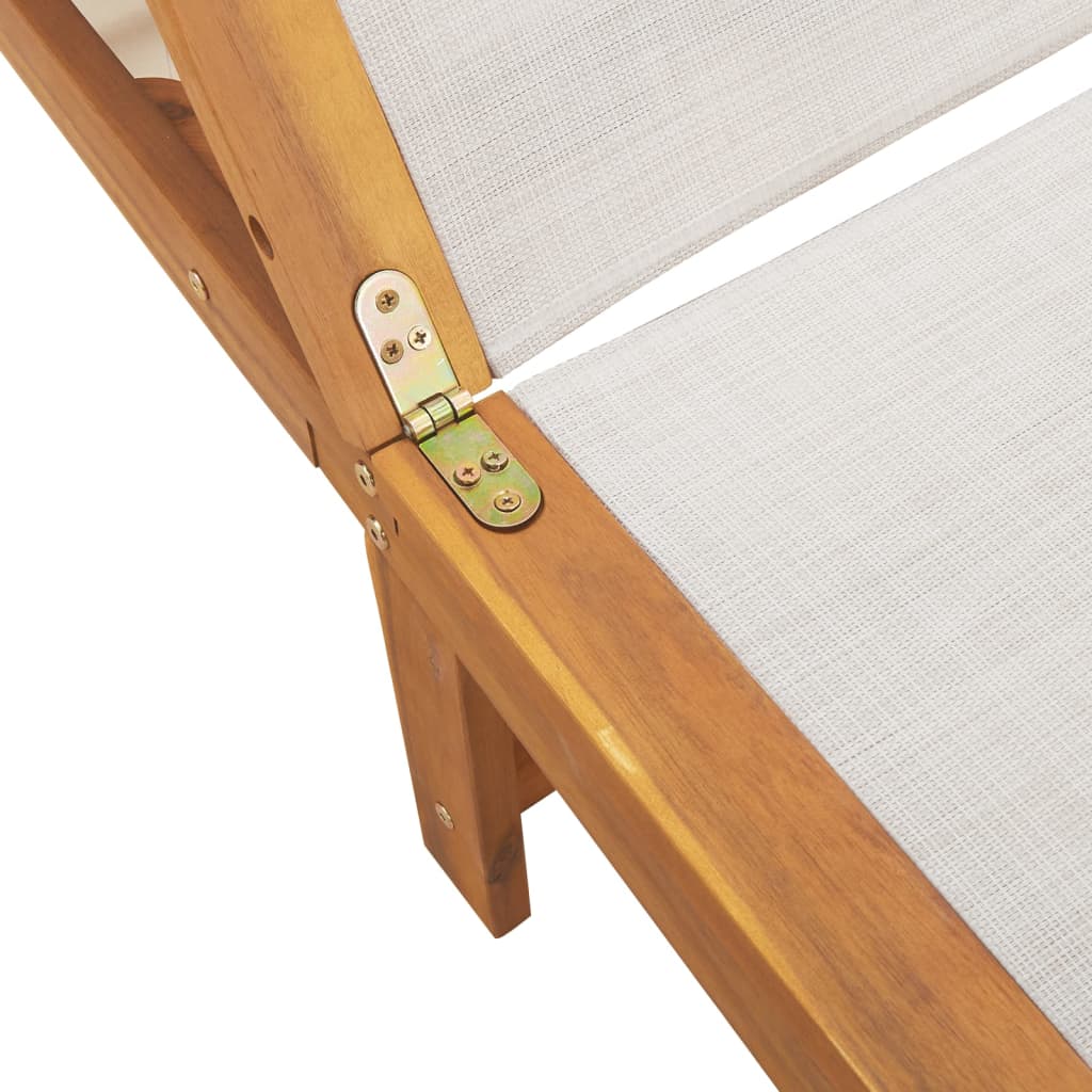 Lettini Prendisole 2 Pz E Tavolo Legno Acacia/Textilene