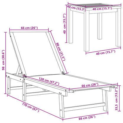 Lettini Prendisole 2 Pz E Tavolo Legno Acacia/Textilene