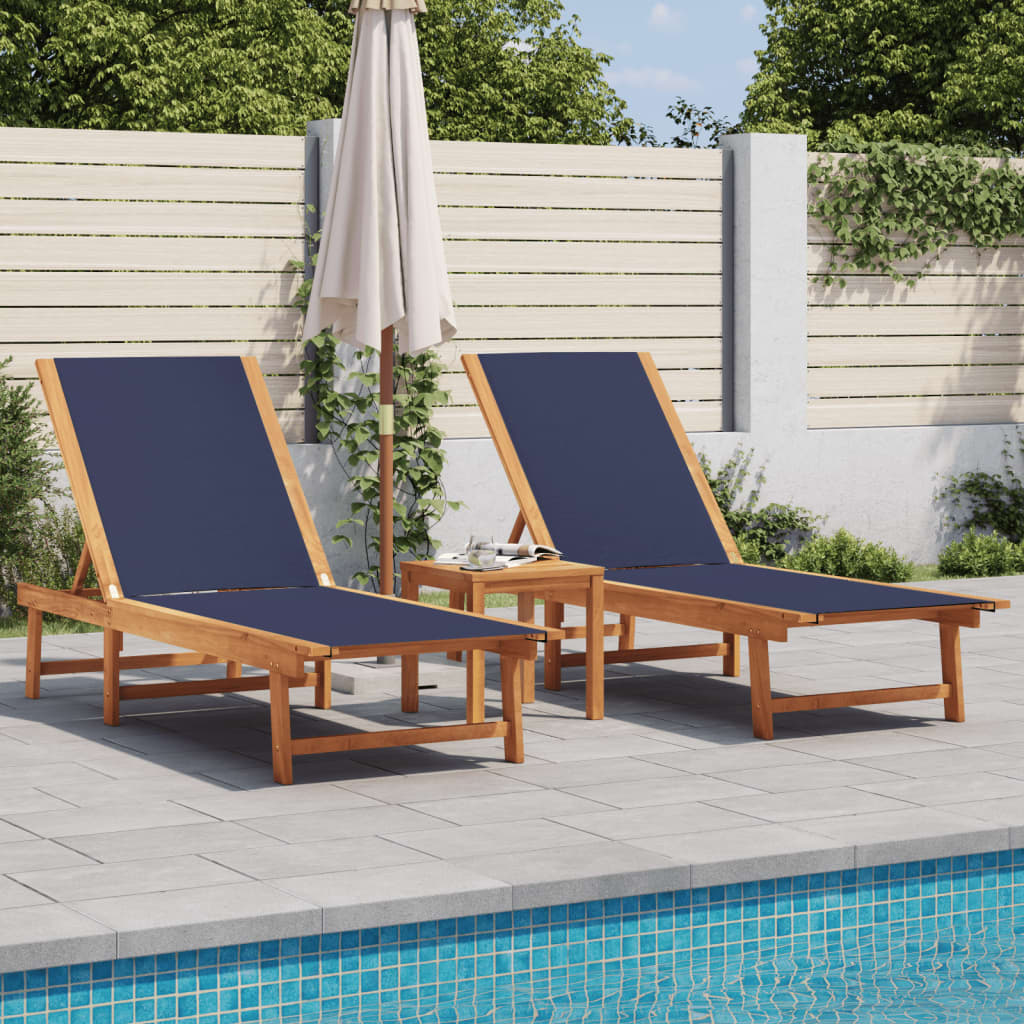 Lettini Prendisole 2 Pz E Tavolo Legno Acacia/Textilene