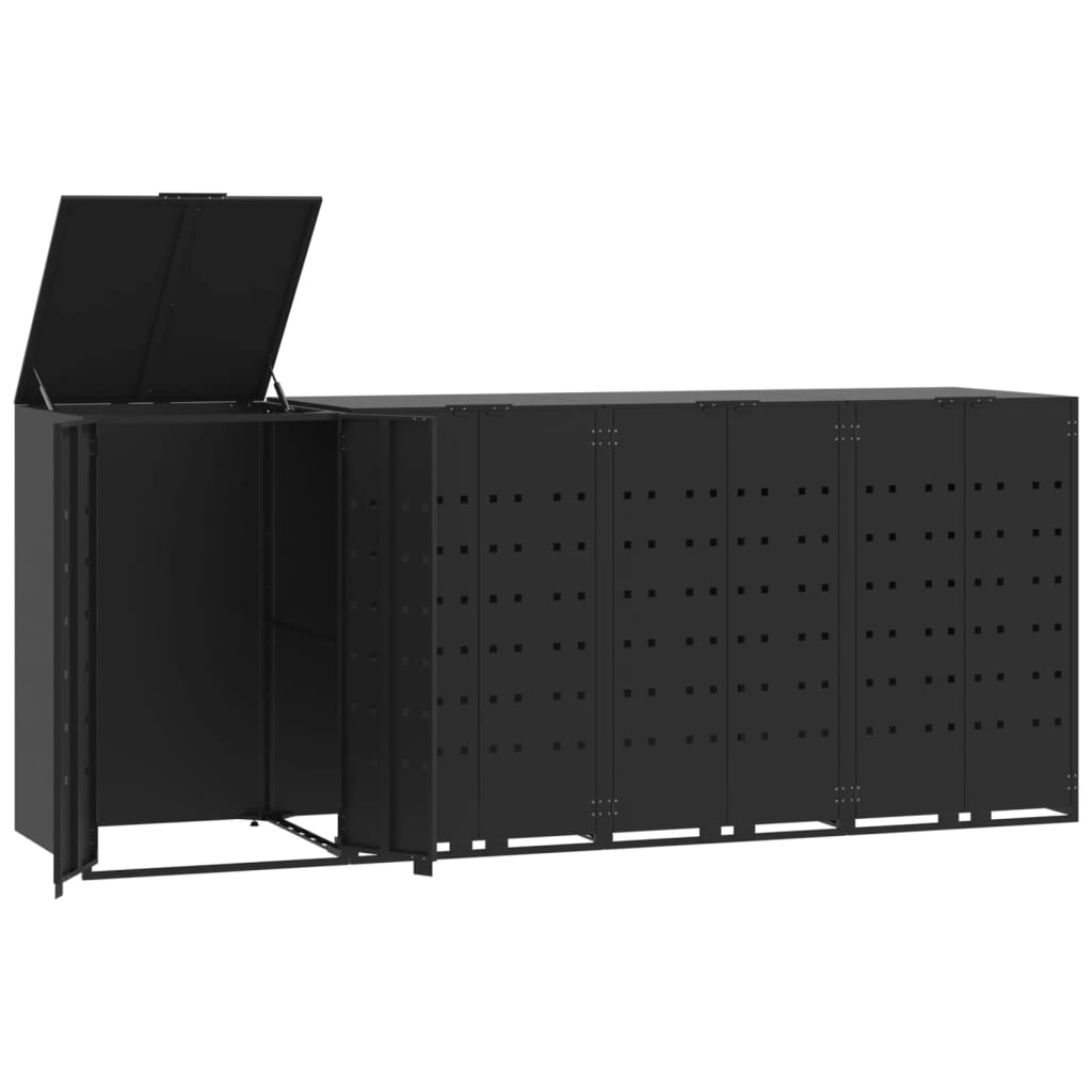 Copribidone Con Ruote Per 4 Bidoni Nera 276X79X117Cm In Acciaio
