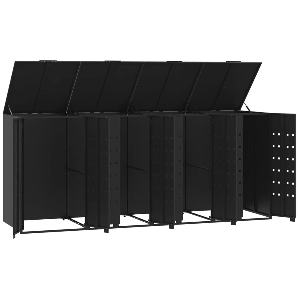 Copribidone Con Ruote Per 4 Bidoni Nera 276X79X117Cm In Acciaio