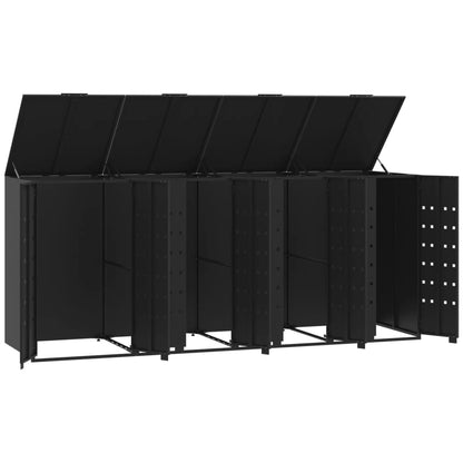 Copribidone Con Ruote Per 4 Bidoni Nera 276X79X117Cm In Acciaio