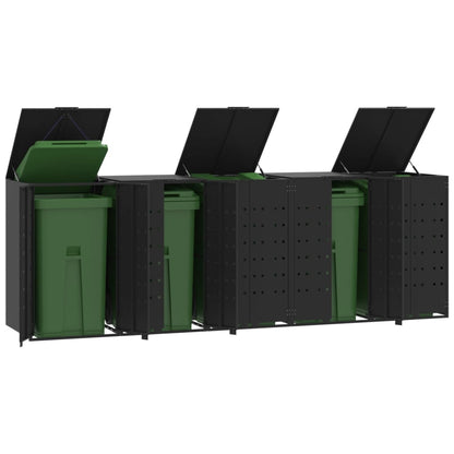 Copribidone Con Ruote Per 4 Bidoni Nera 276X79X117Cm In Acciaio