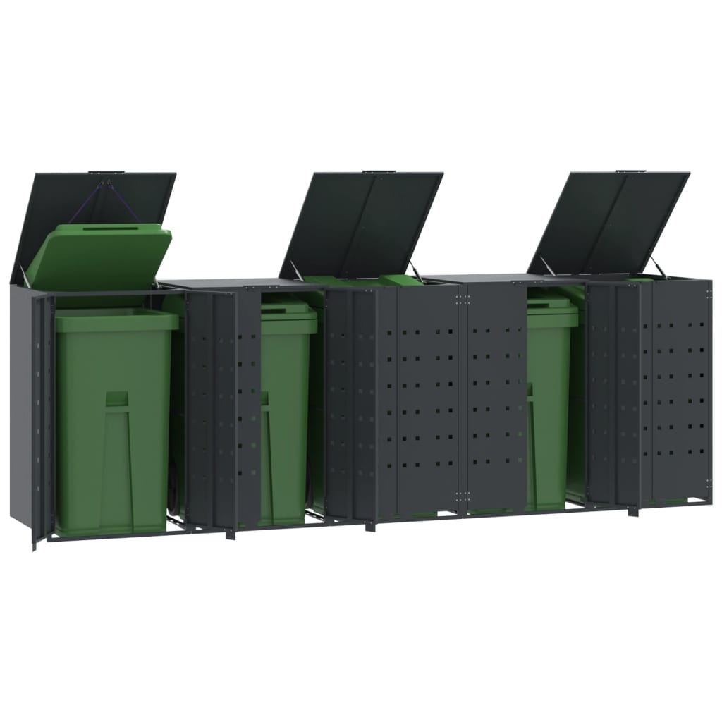 Copribidone Con Ruote Per 4 Bidoni Nera 276X79X117Cm In Acciaio