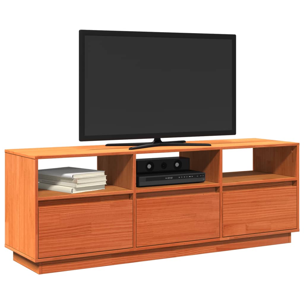 Mobile Tv Marrone Cera 140X37X50 Cm Legno Massello Di Pino