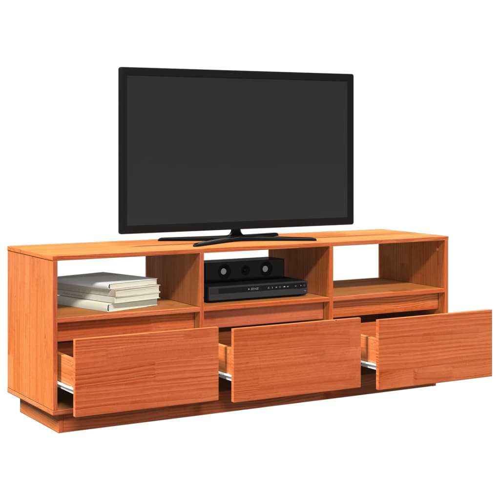 Mobile Tv Marrone Cera 140X37X50 Cm Legno Massello Di Pino