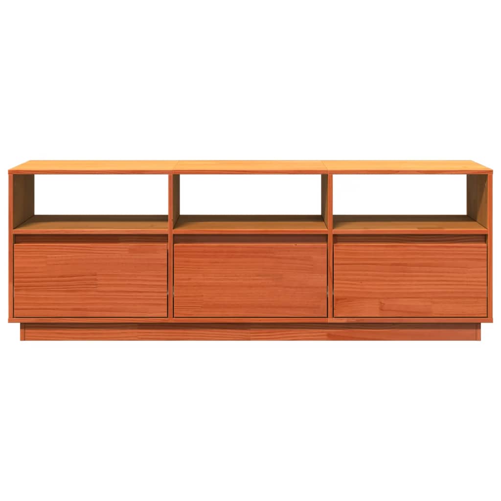 Mobile Tv Marrone Cera 140X37X50 Cm Legno Massello Di Pino