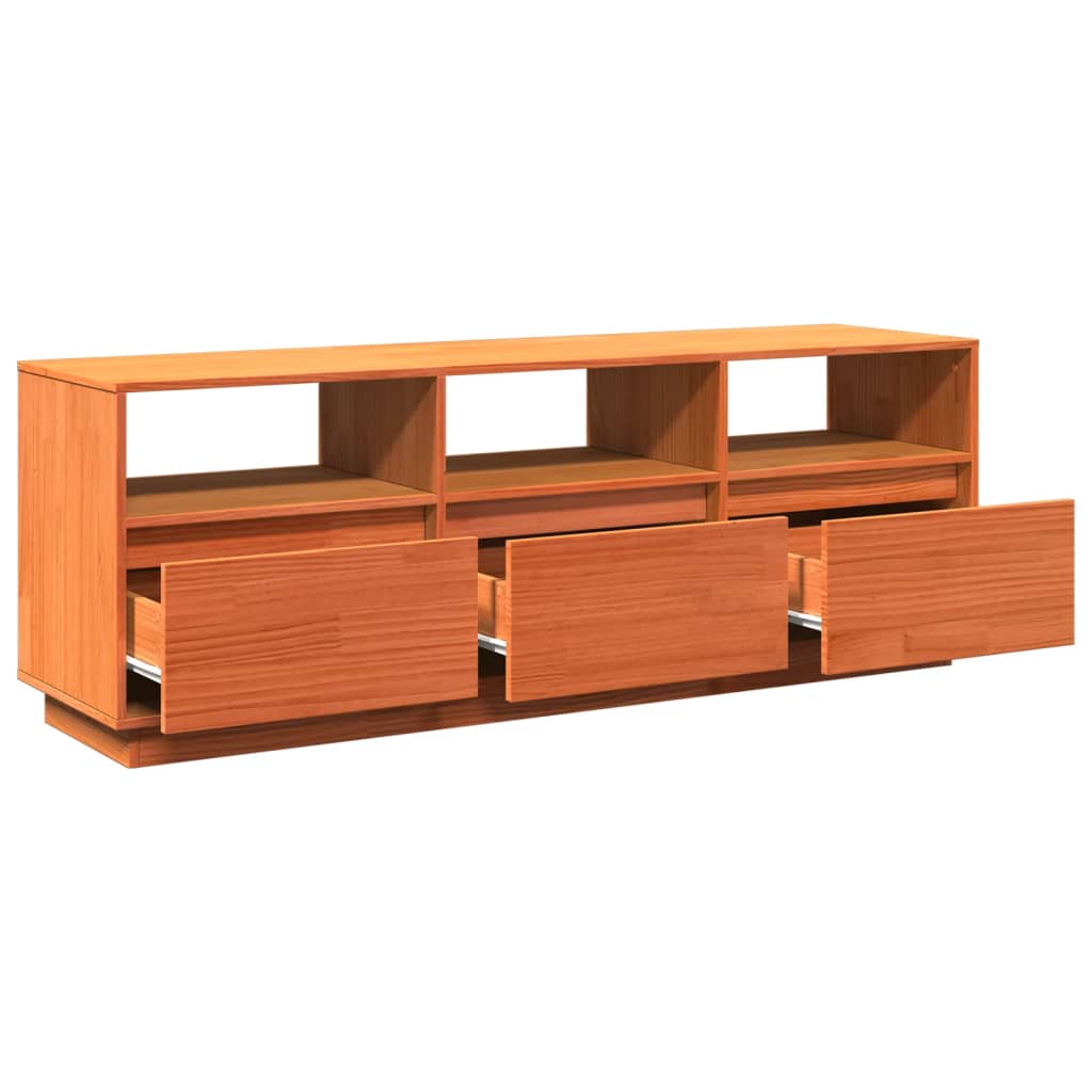 Mobile Tv Marrone Cera 140X37X50 Cm Legno Massello Di Pino