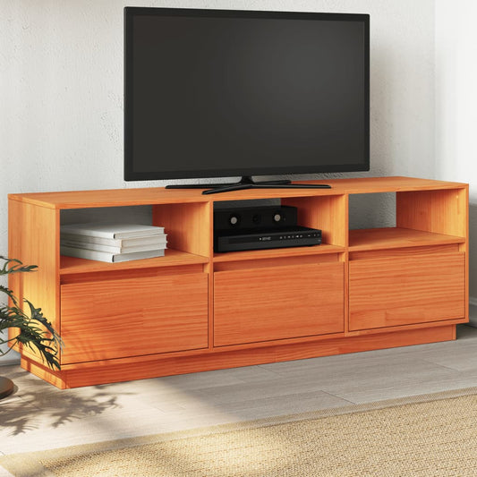 Mobile Tv Marrone Cera 140X37X50 Cm Legno Massello Di Pino