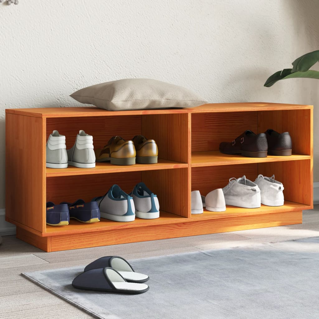 Scarpiera Nera 110X34X45 Cm In Legno Massello Di Pino