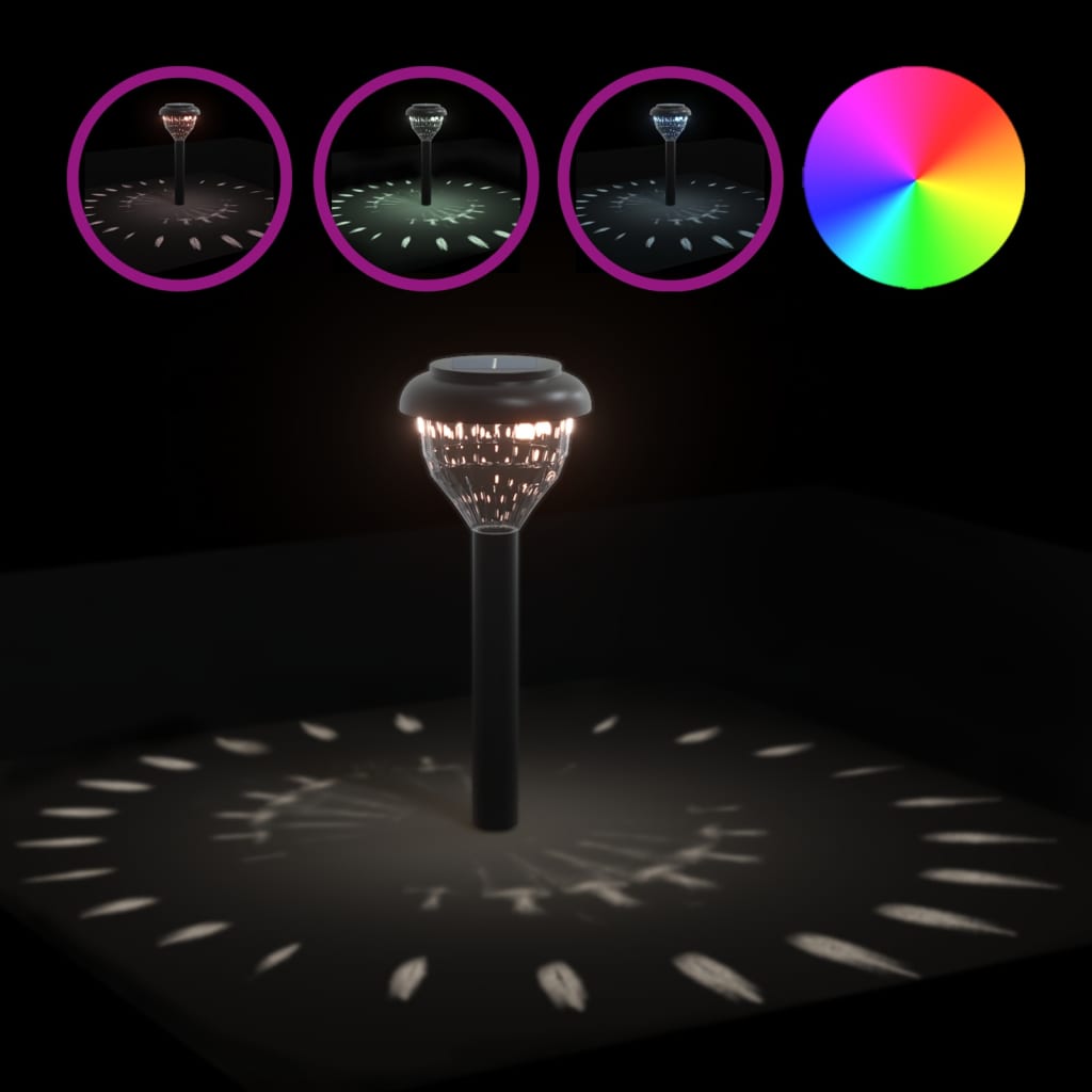 Luci Solari Per Percorsi Con Picchetti 4 Pz Ed Rgb Bianco Caldo