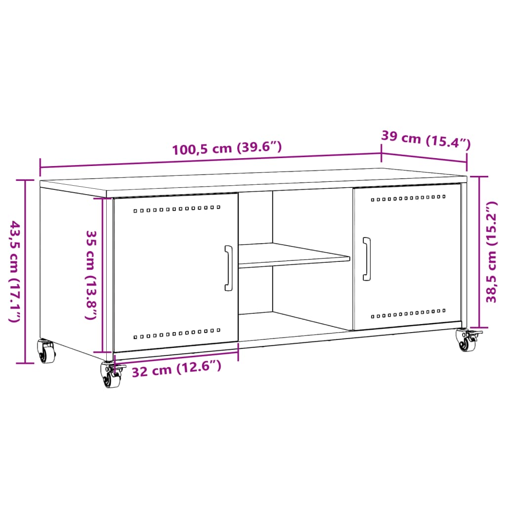 Mobile Tv 100,5X39X43,5 Cm In Acciaio