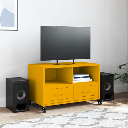 Mobile Tv Senape 68X39X43,5Cm Acciaio Laminato A Freddo