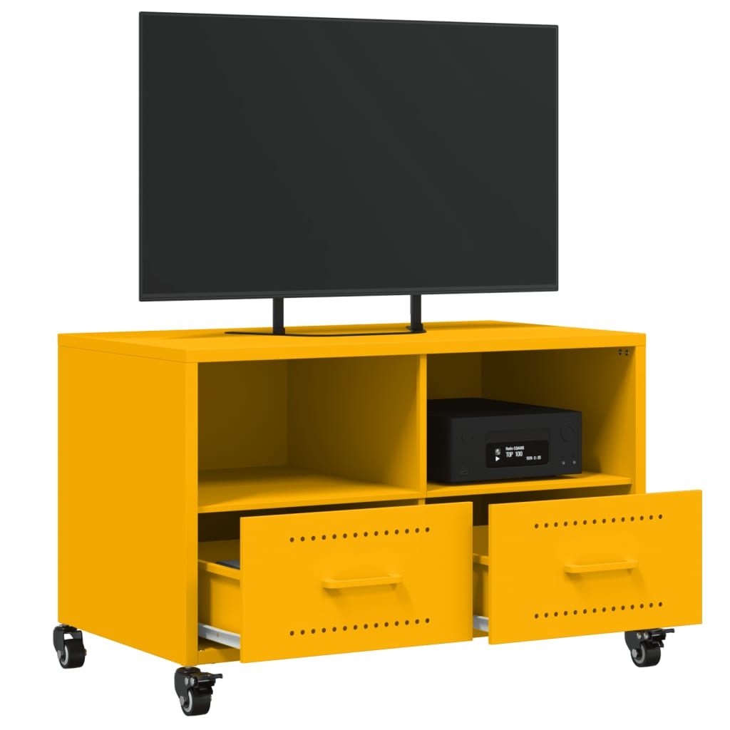 Mobile Tv Senape 68X39X43,5Cm Acciaio Laminato A Freddo
