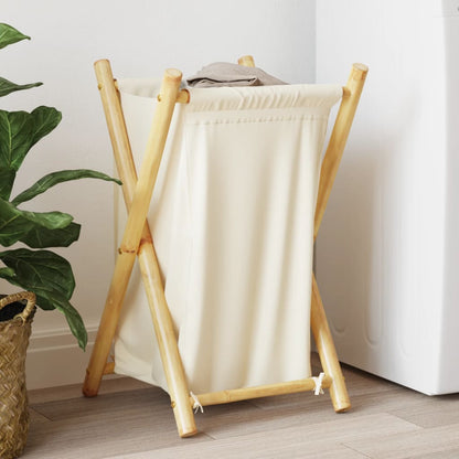 Cesto Per Biancheria Bianco Crema 45X55X63,5 Cm In Bambù