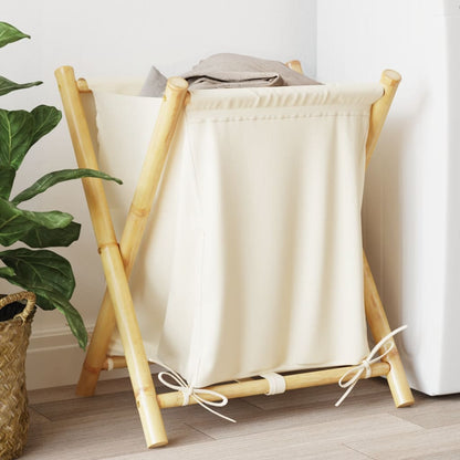Cesto Per Biancheria Bianco Crema 45X55X63,5 Cm In Bambù