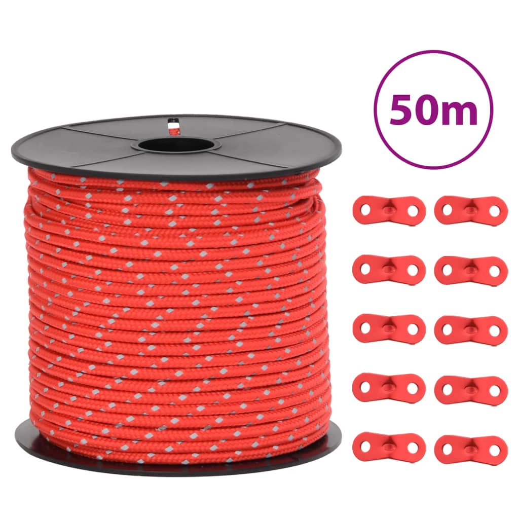 Corda Tenda Con Strisce Riflettenti E Chiavi 50 M