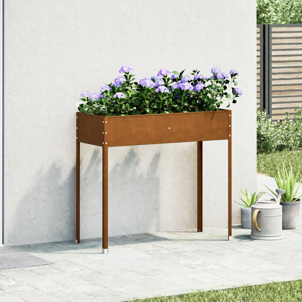 Fioriera Da Giardino 100,5X40,5X90 Cm In Acciaio Corten Marrone Scuro