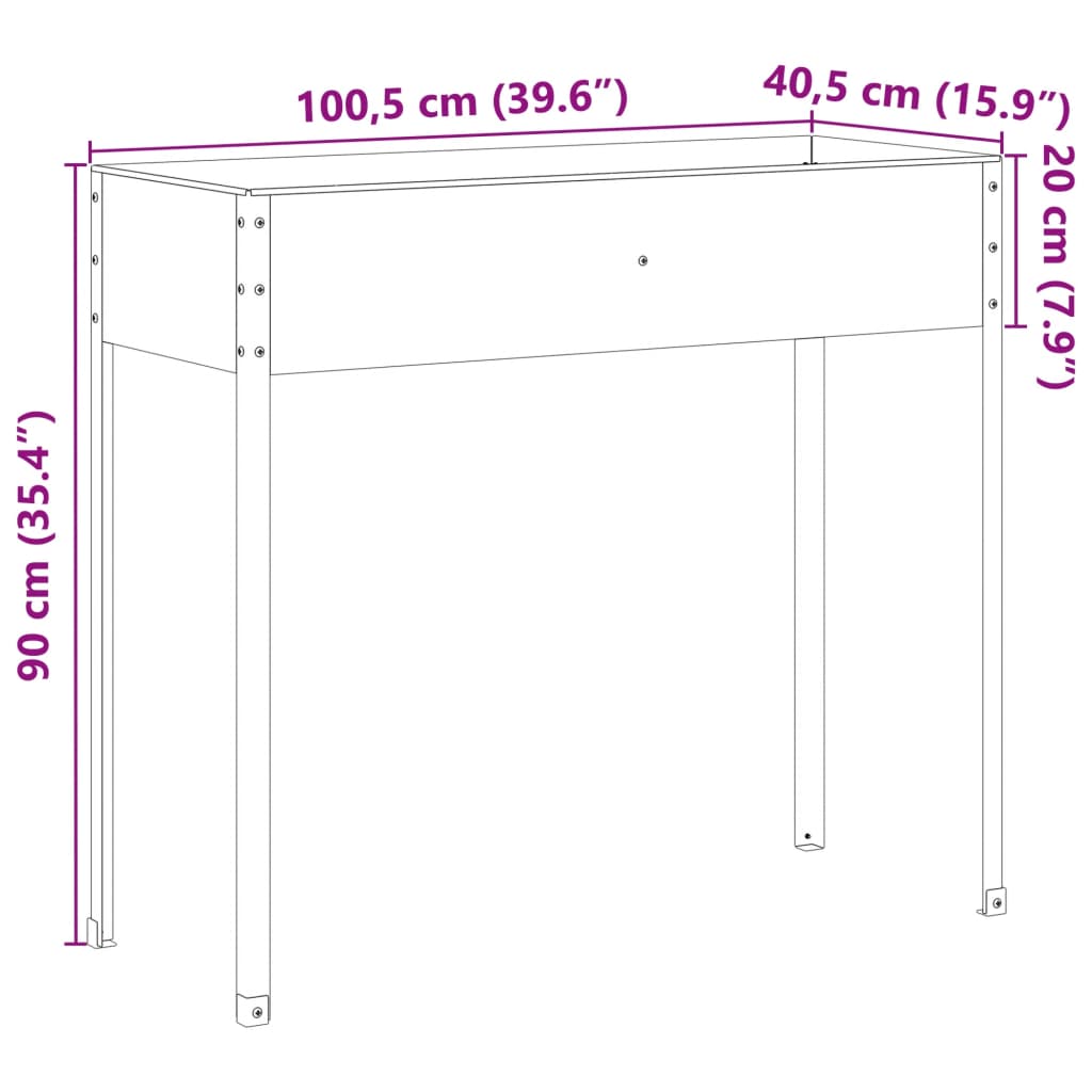 Fioriera Da Giardino 100,5X40,5X90 Cm In Acciaio Corten Marrone Scuro