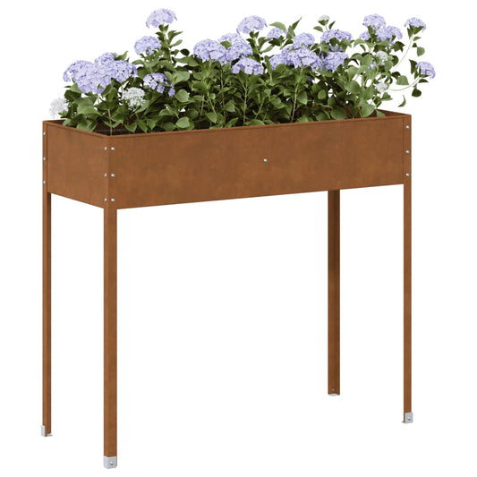 Fioriera Da Giardino 100,5X40,5X90 Cm In Acciaio Corten Marrone Scuro