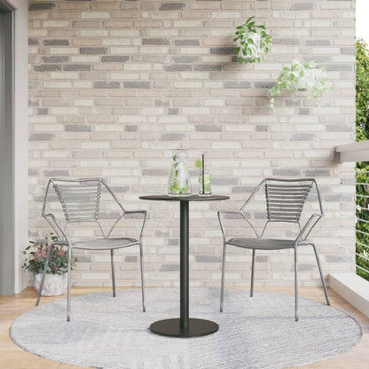 Tavolo Da Giardino Rotondo Nero Ø50X72 Cm In Acciaio