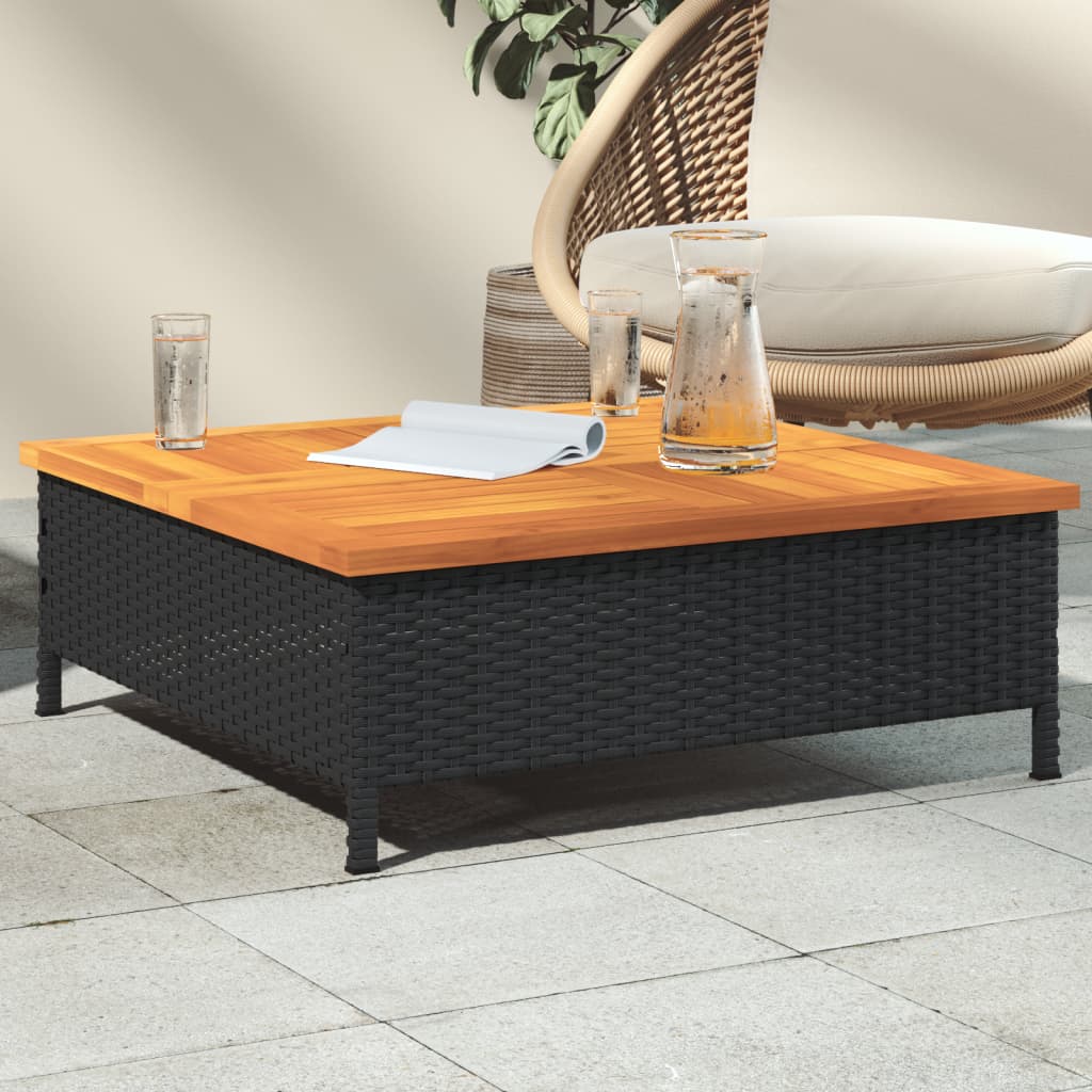 Tavolo Da Giardino 70X70X25Cm In Rattan E Legno Di Acacia