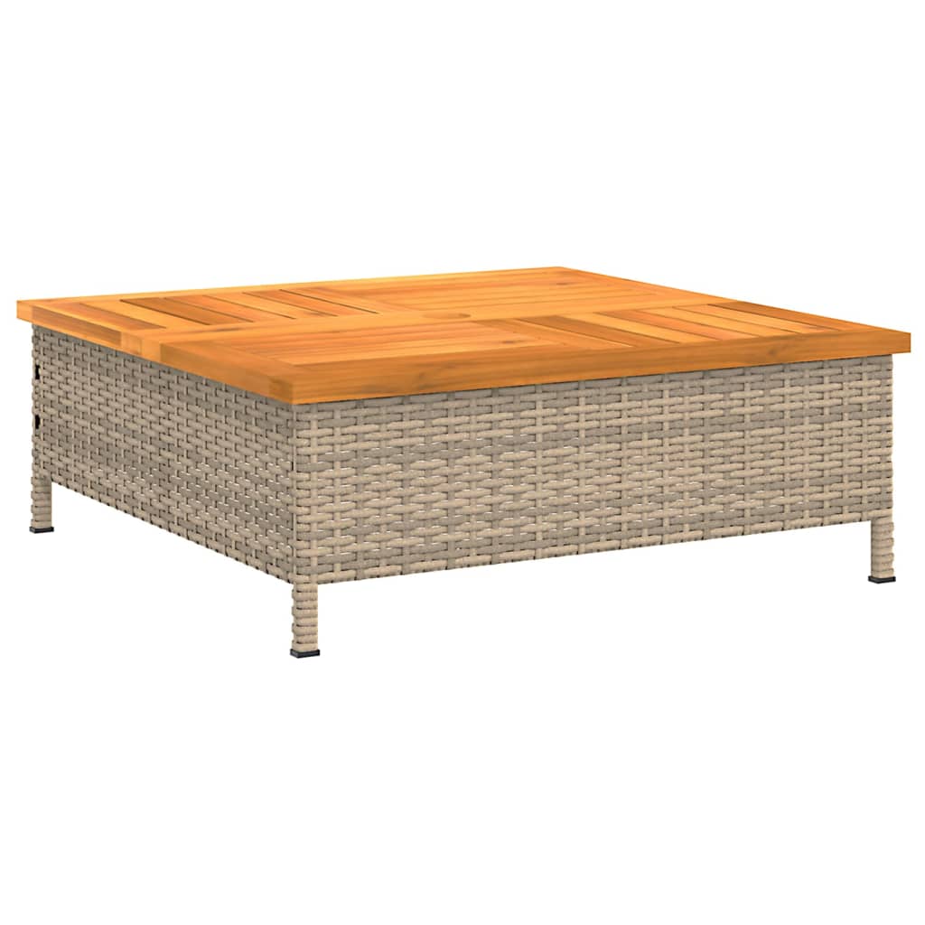 Tavolo Da Giardino 70X70X25Cm In Rattan E Legno Di Acacia