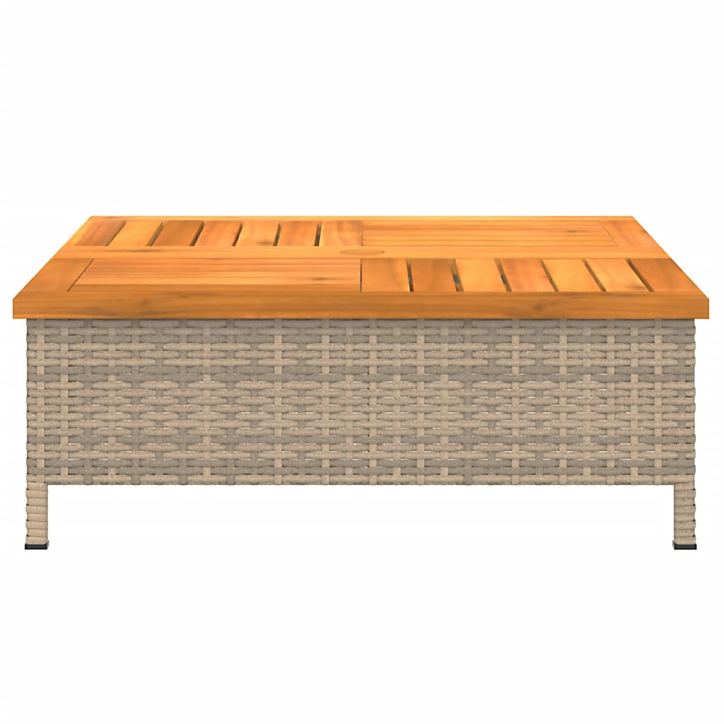 Tavolo Da Giardino 70X70X25Cm In Rattan E Legno Di Acacia