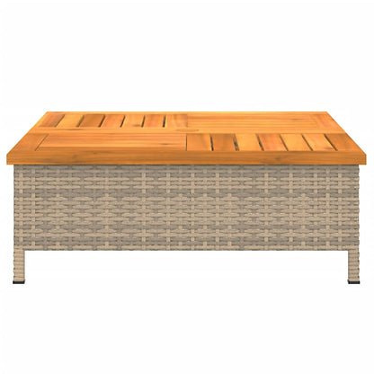 Tavolo Da Giardino 70X70X25Cm In Rattan E Legno Di Acacia