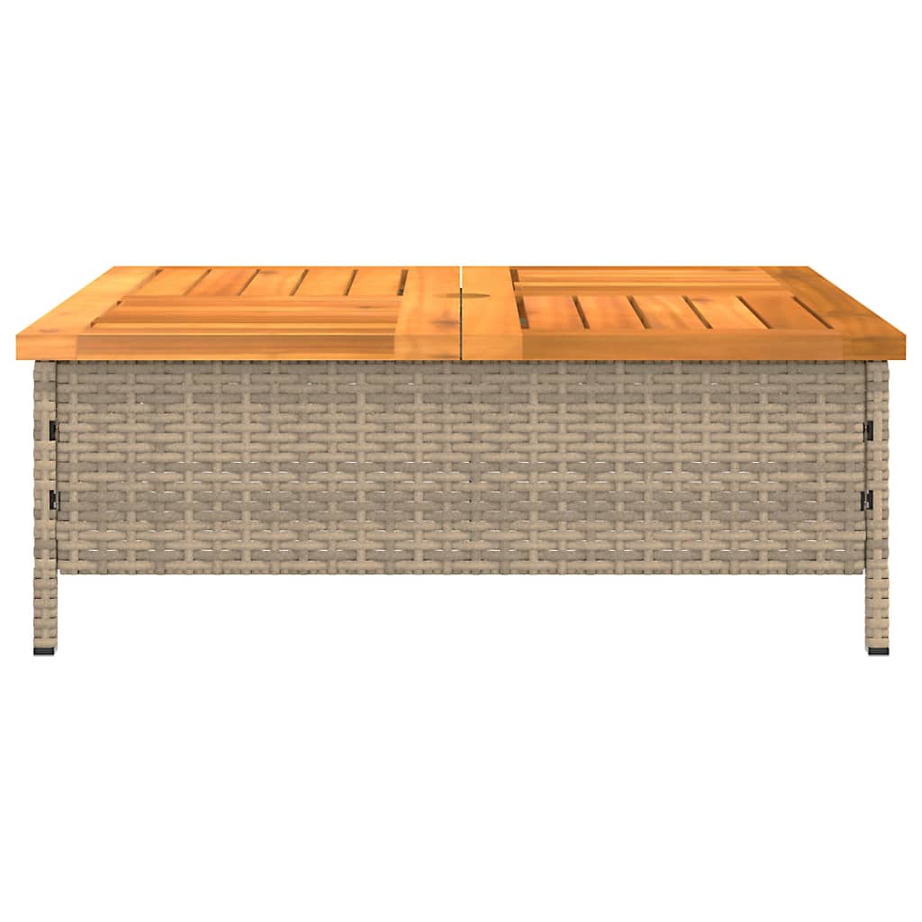 Tavolo Da Giardino 70X70X25Cm In Rattan E Legno Di Acacia