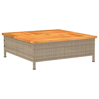 Tavolo Da Giardino 70X70X25Cm In Rattan E Legno Di Acacia