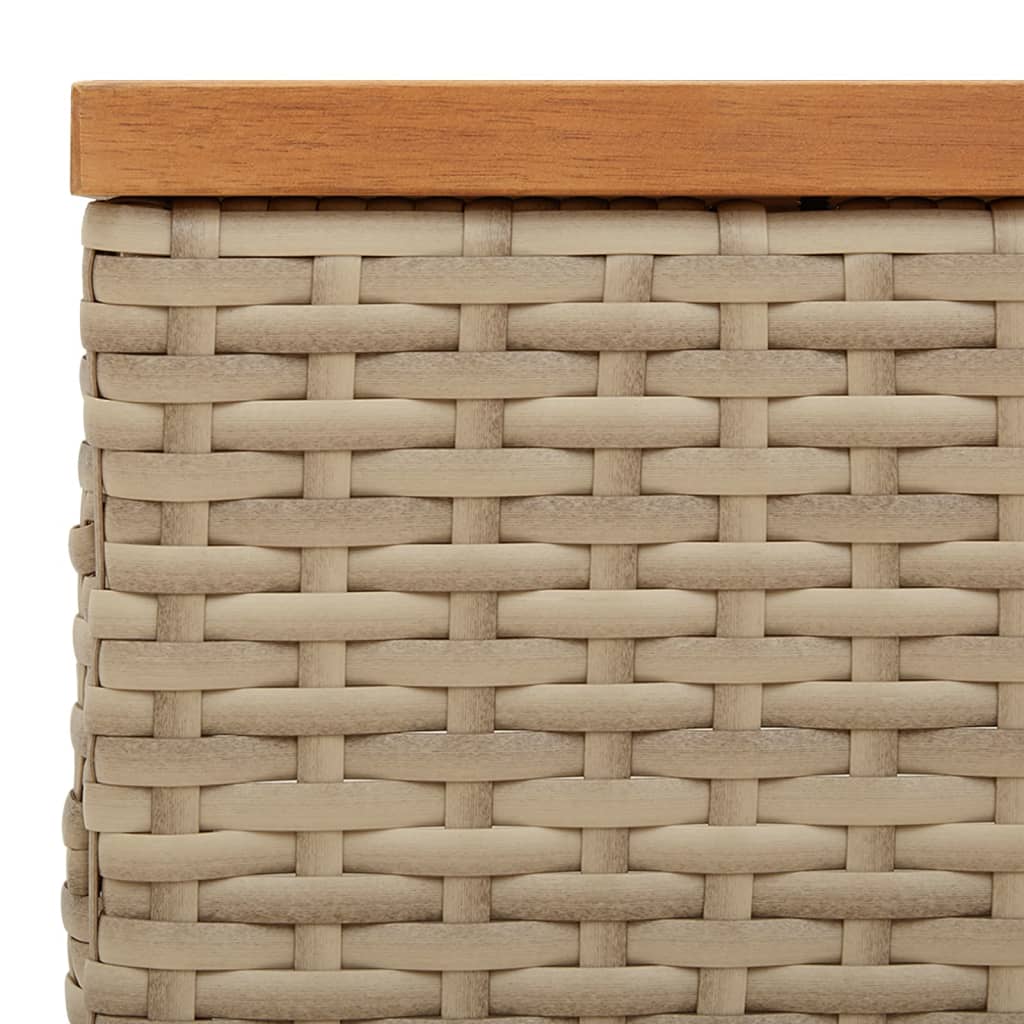 Tavolo Da Giardino 70X70X25Cm In Rattan E Legno Di Acacia