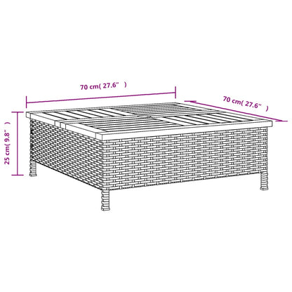 Tavolo Da Giardino 70X70X25Cm In Rattan E Legno Di Acacia