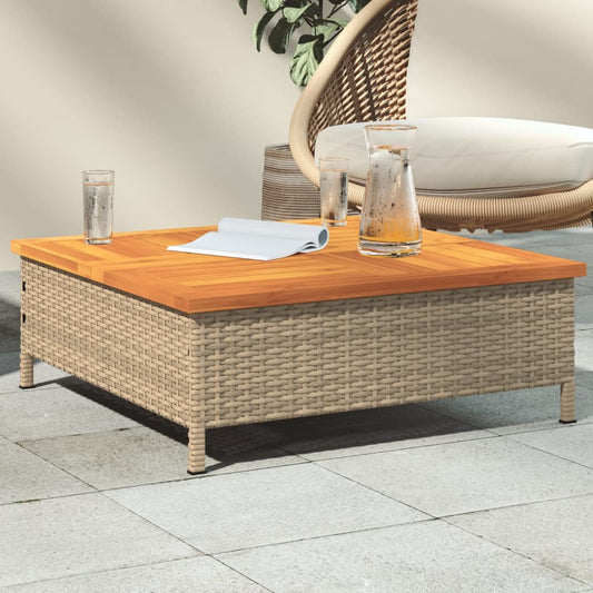 Tavolo Da Giardino 70X70X25Cm In Rattan E Legno Di Acacia