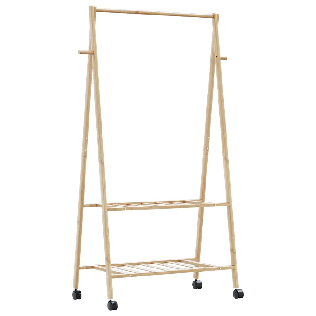 Appendiabiti Con Ripiani 96X45,5X150,5 Cm In Bambù Rovere Artigianale