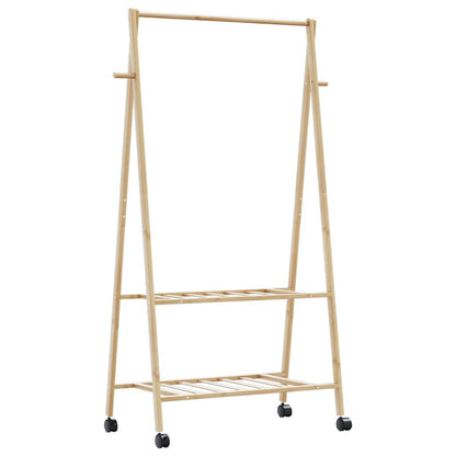 Appendiabiti Con Ripiani 96X45,5X150,5 Cm In Bambù Rovere Artigianale