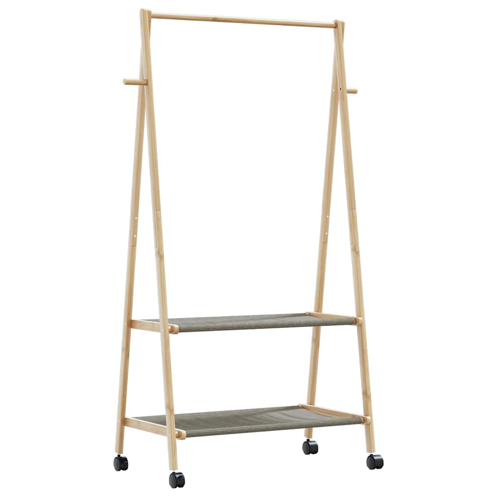 Appendiabiti Con Ripiani 96X45,5X150,5 Cm In Bambù Rovere Artigianale