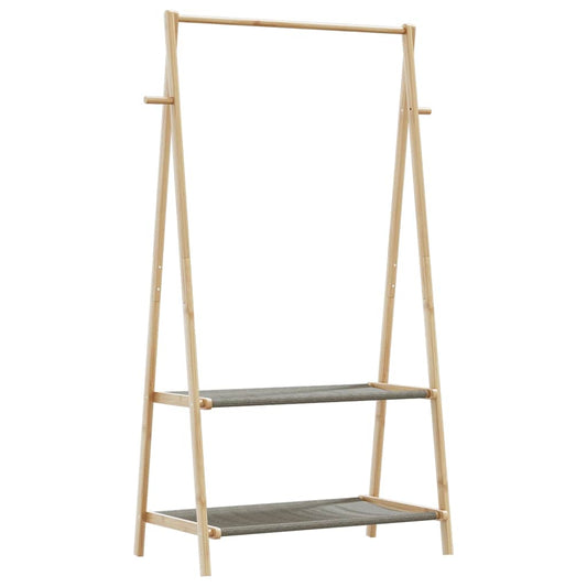 Appendiabiti Con Ripiani 96X45,5X150,5 Cm In Bambù Rovere Artigianale