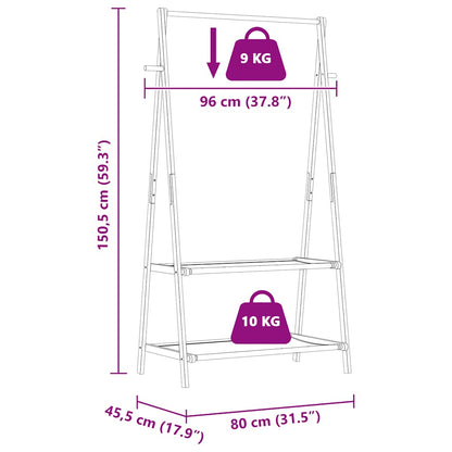 Appendiabiti Con Ripiani 96X45,5X150,5 Cm In Bambù Rovere Artigianale
