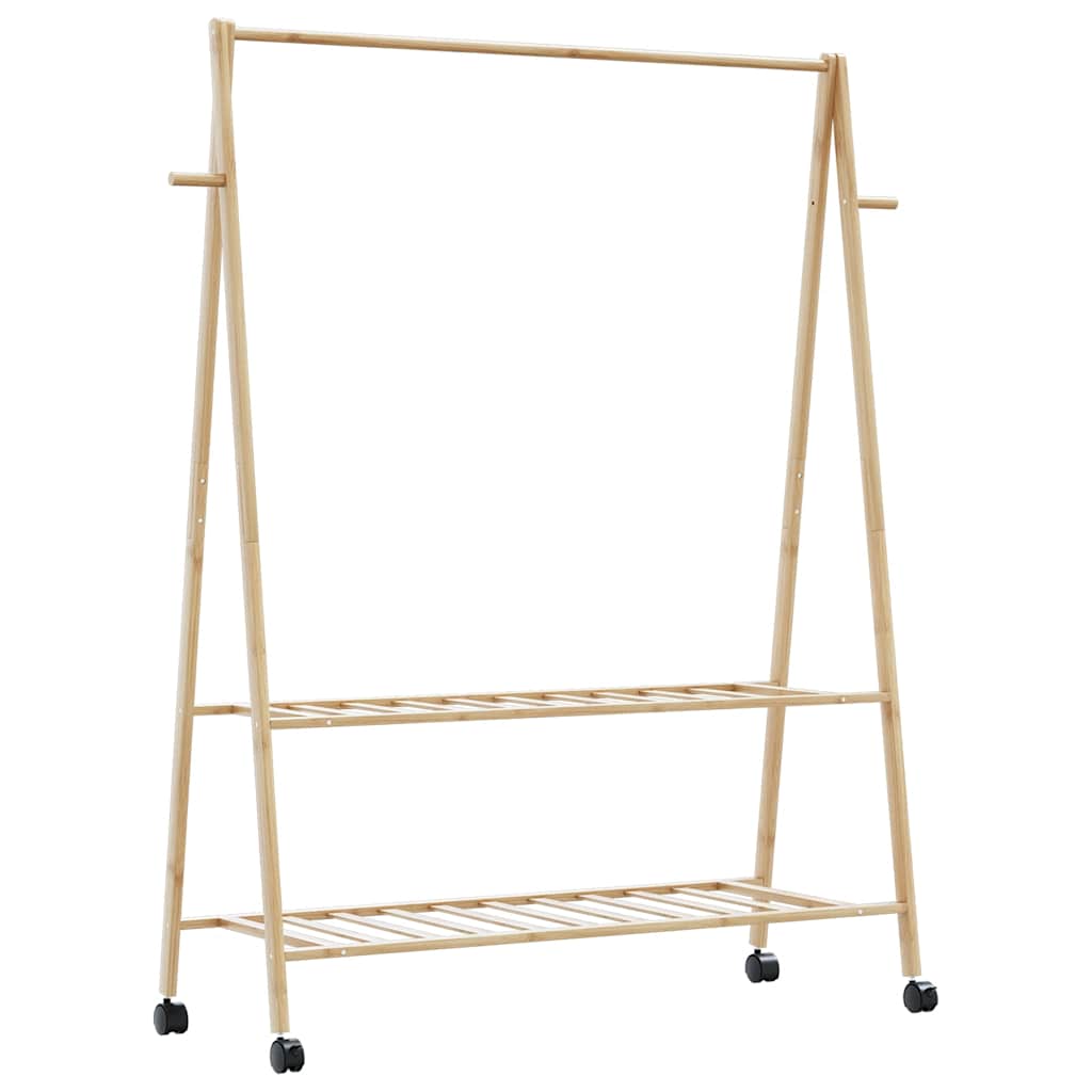 Appendiabiti Con Ripiani 96X45,5X150,5 Cm In Bambù Rovere Artigianale