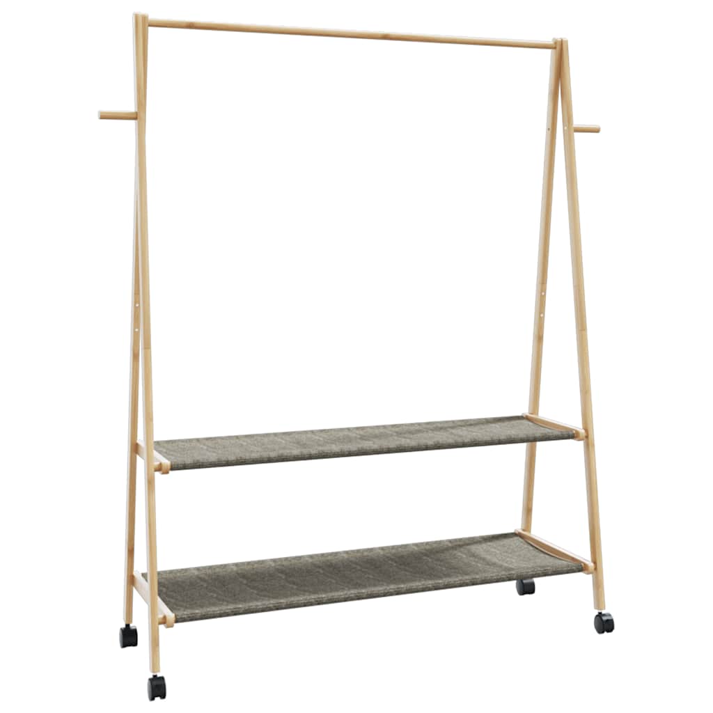 Appendiabiti Con Ripiani 96X45,5X150,5 Cm In Bambù Rovere Artigianale